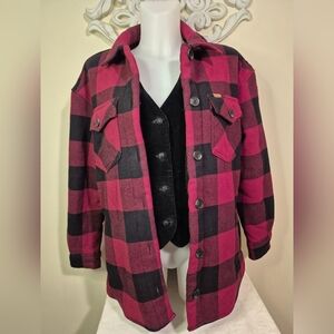 Matix Buffalo Plaid Sherpa Lined Button Coat Jacket Shacket Cozy